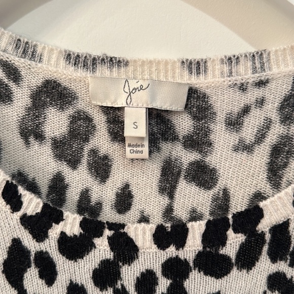 Joie size small black and white leopard print cashmere sweater - Picture 2 of 3